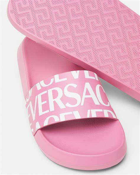 versace flipflop|Versace allover slides.